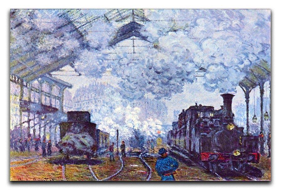 Saint Lazare station in Paris arrival of a train by Monet Canvas Print & Poster  - Canvas Art Rocks - 1