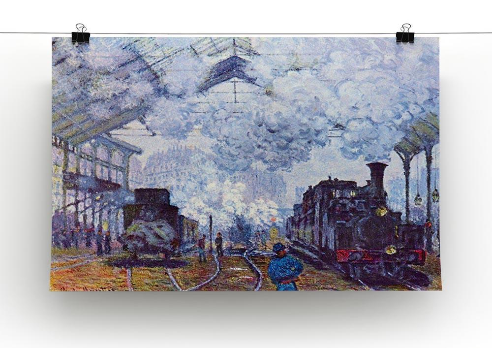 Saint Lazare station in Paris arrival of a train by Monet Canvas Print & Poster - Canvas Art Rocks - 2