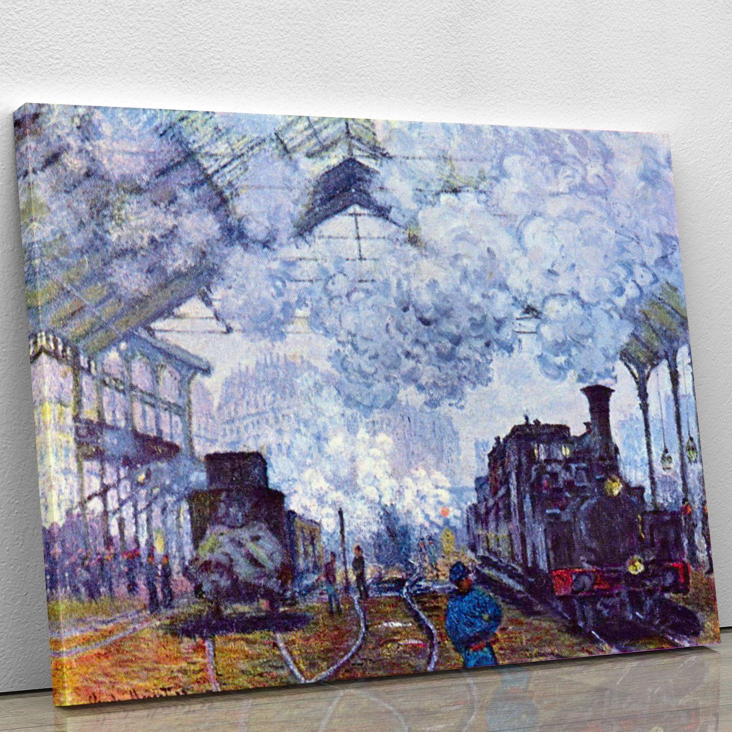 Saint Lazare station in Paris arrival of a train by Monet Canvas Print or Poster