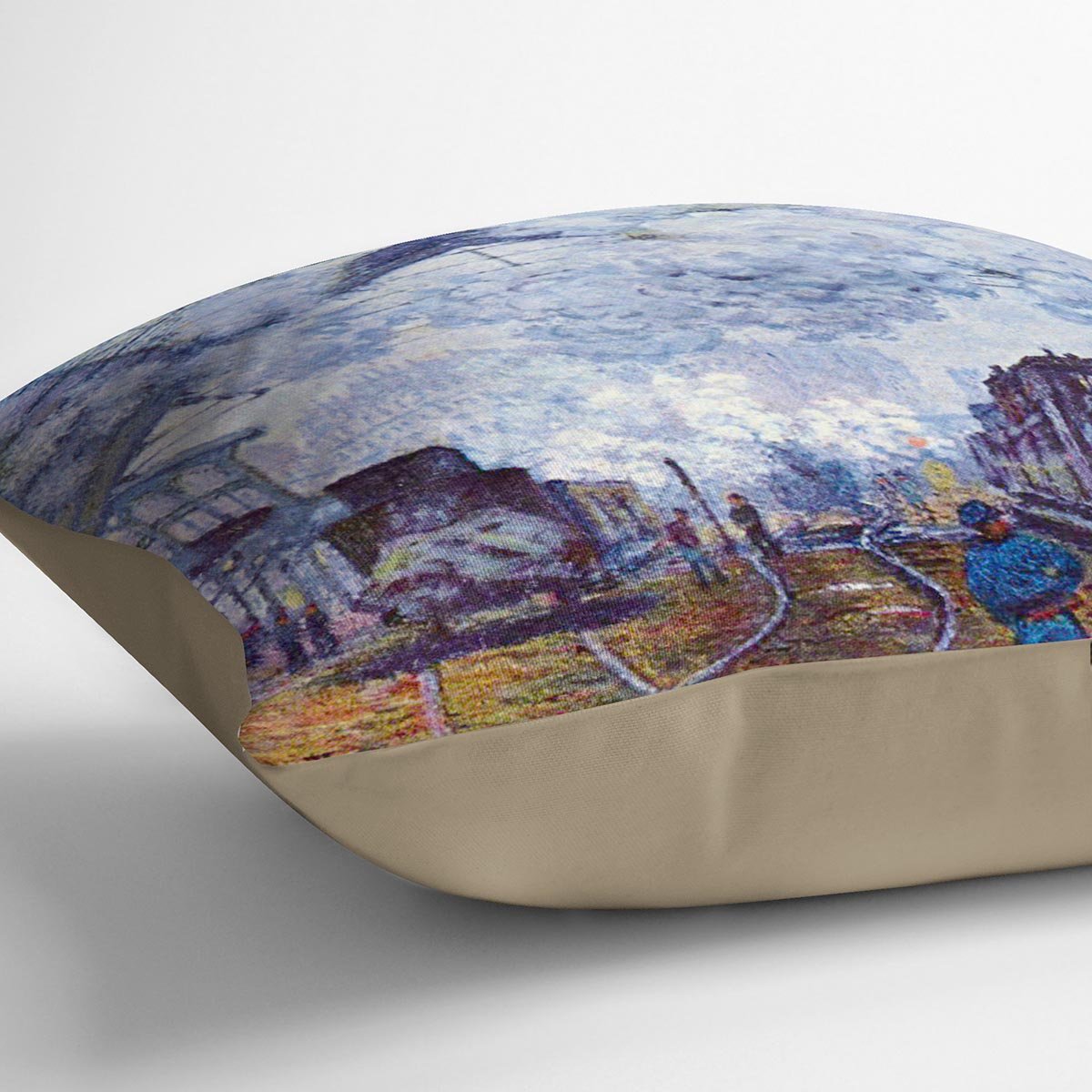 Saint Lazare station in Paris arrival of a train by Monet Throw Pillow