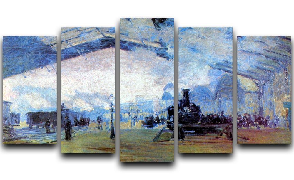 Saint Lazare station in Paris by Monet 5 Split Panel Canvas  - Canvas Art Rocks - 1