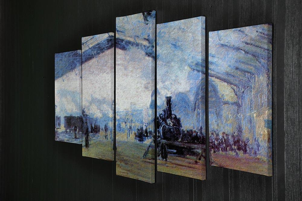 Saint Lazare station in Paris by Monet 5 Split Panel Canvas - Canvas Art Rocks - 2