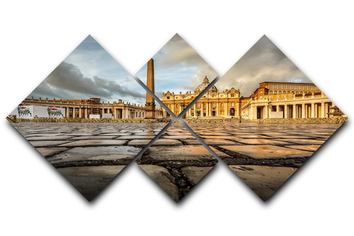 Saint Peter Basilica in the Morning 4 Square Multi Panel Canvas  - Canvas Art Rocks - 1