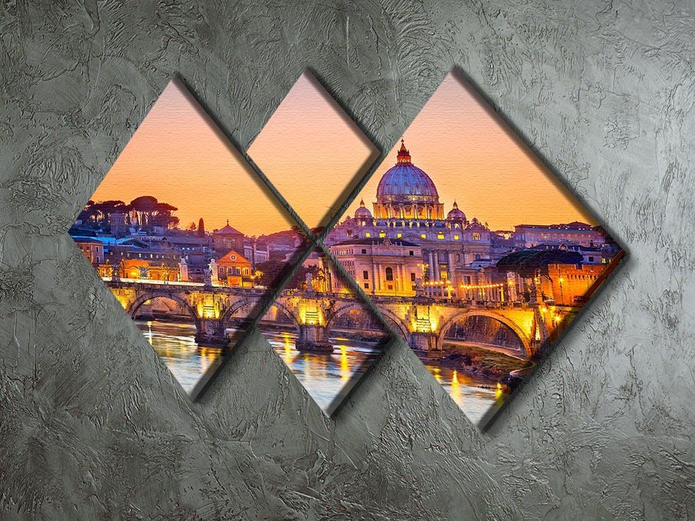 Saint Peter cathedral at night 4 Square Multi Panel Canvas  - Canvas Art Rocks - 2