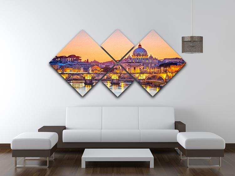 Saint Peter cathedral at night 4 Square Multi Panel Canvas  - Canvas Art Rocks - 3