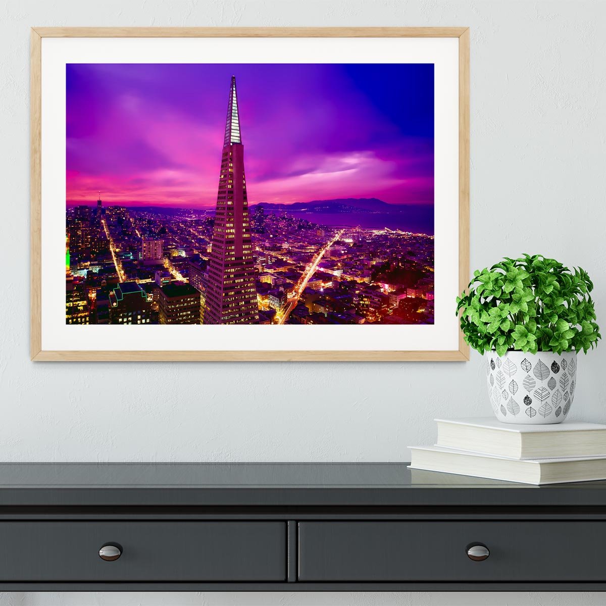 San Francisco Pink Sunset Framed Print - Canvas Art Rocks - 3