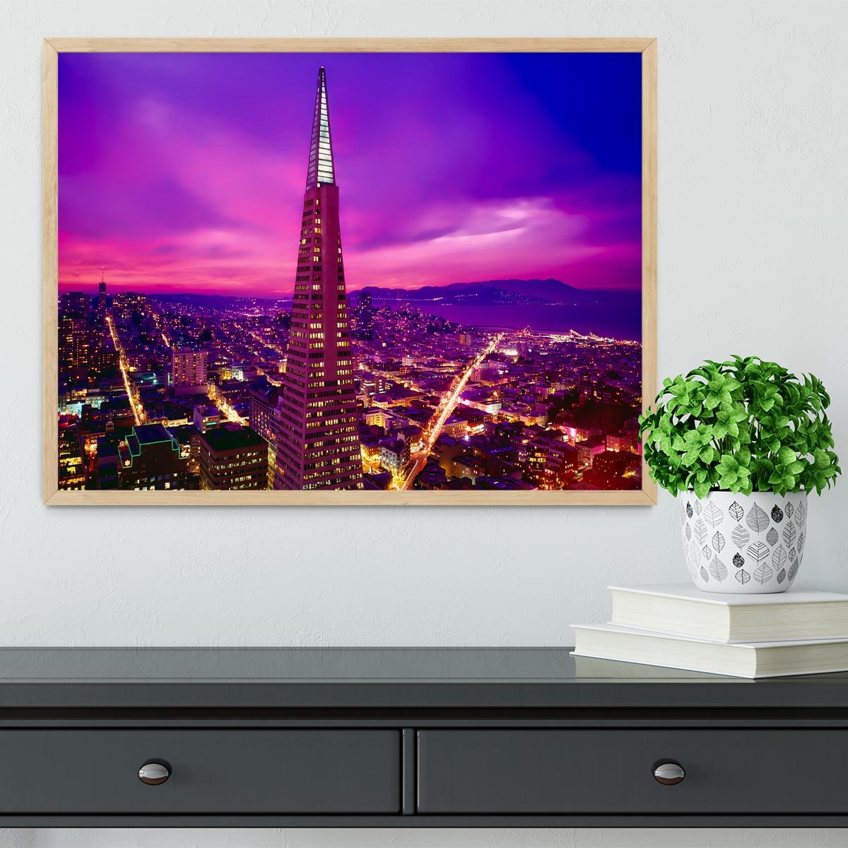San Francisco Pink Sunset Framed Print - Canvas Art Rocks - 4