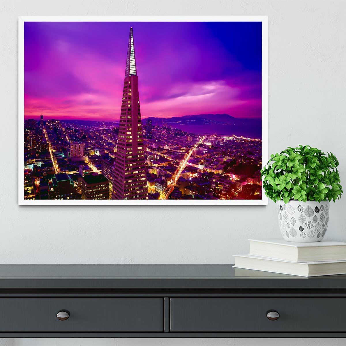 San Francisco Pink Sunset Framed Print - Canvas Art Rocks -6