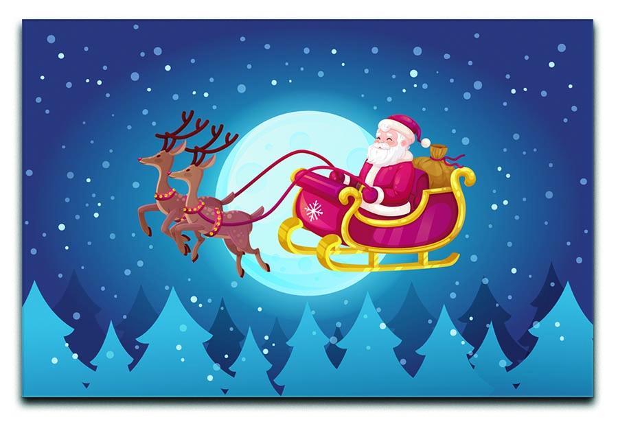 Santa Flying In His Sleigh Canvas Print or Poster  - Canvas Art Rocks - 1