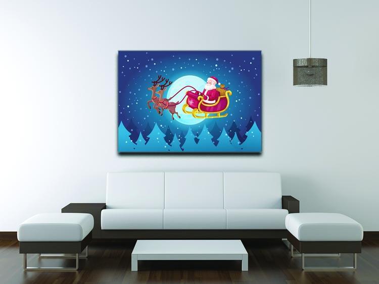 Santa Flying In His Sleigh Canvas Print or Poster - Canvas Art Rocks - 4