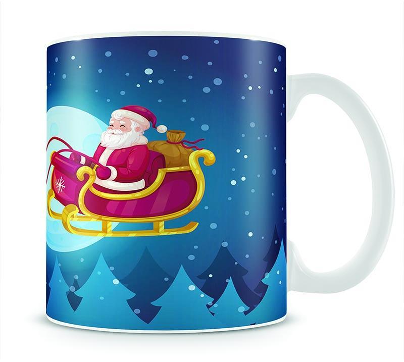 Santa Flying In His Sleigh Mug - Canvas Art Rocks - 1