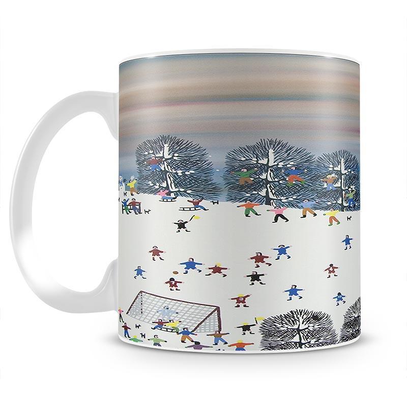 Santas and snowmans football match by Gordon Barker Mug - Canvas Art Rocks - 1