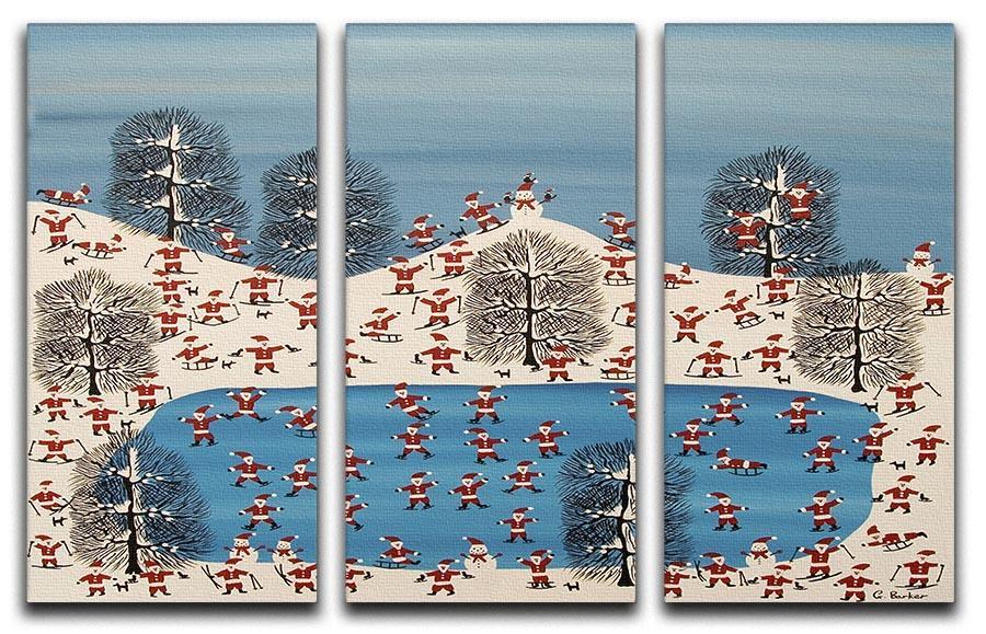 Santas on holiday by Gordon Barker 3 Split Panel Canvas Print - Canvas Art Rocks - 1