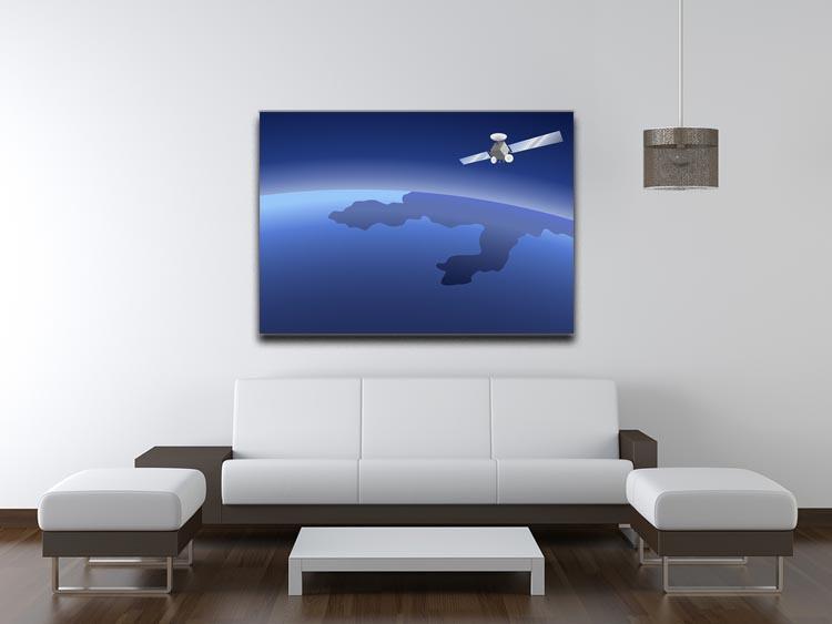 Satellite orbiting around the planet through the space Canvas Print or Poster - Canvas Art Rocks - 4
