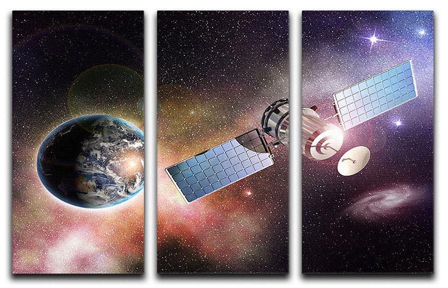 Satellite orbiting the earth in the outer space 3 Split Panel Canvas Print - Canvas Art Rocks - 1
