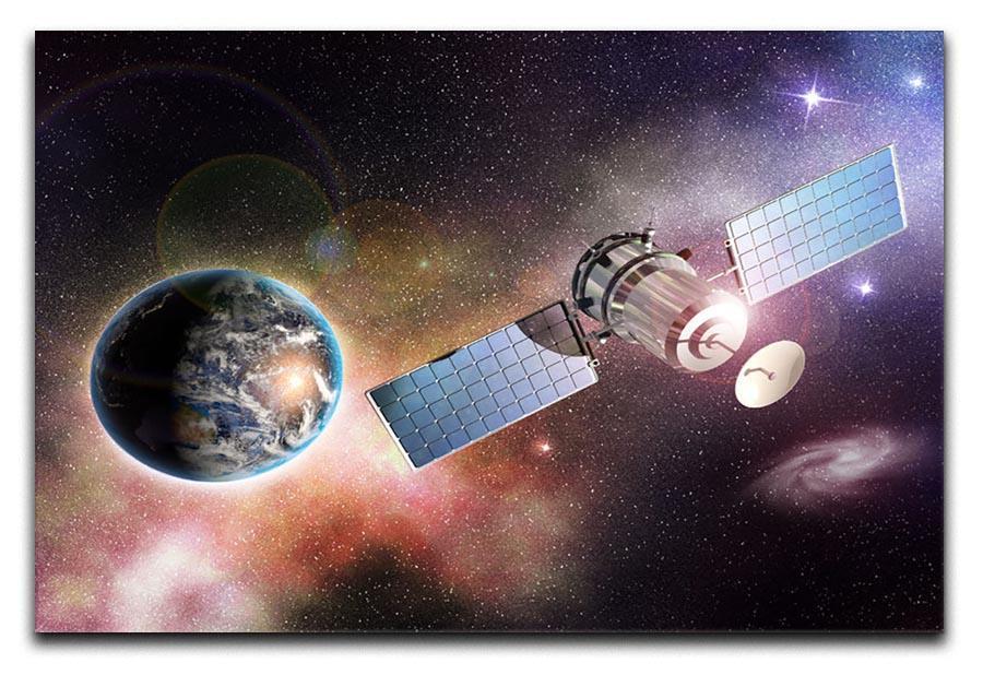 Satellite orbiting the earth in the outer space Canvas Print or Poster  - Canvas Art Rocks - 1