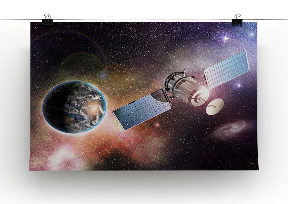 Satellite orbiting the earth in the outer space Canvas Print or Poster - Canvas Art Rocks - 2