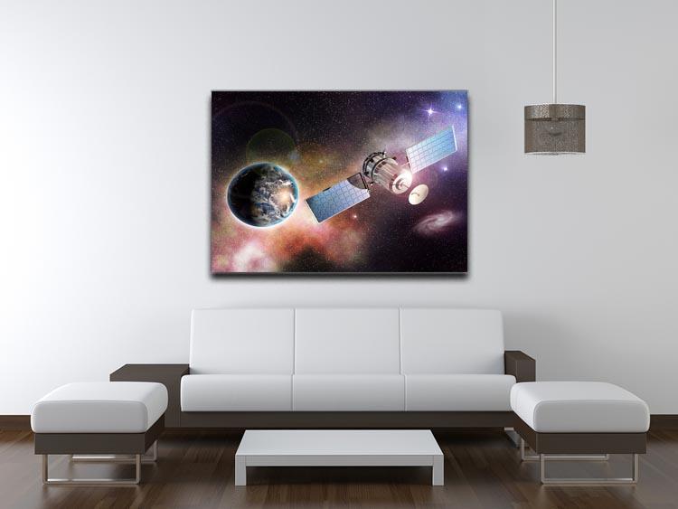 Satellite orbiting the earth in the outer space Canvas Print or Poster - Canvas Art Rocks - 4