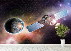 Satellite orbiting the earth in the outer space Wall Mural Wallpaper - Canvas Art Rocks - 4