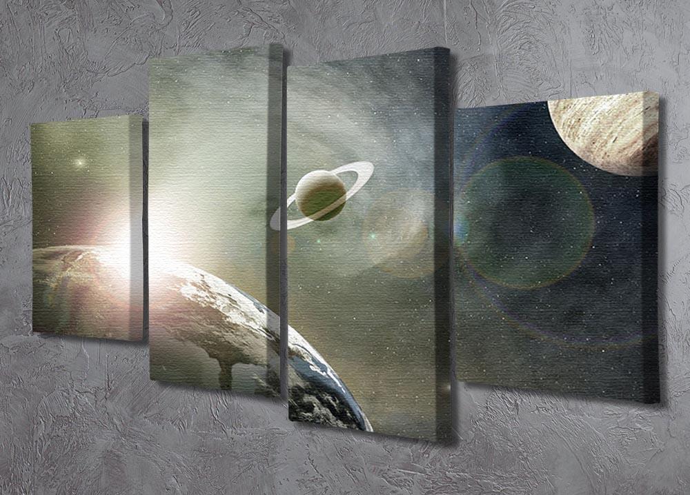 Saturn and Jupiter in a Cosmic Cloud 4 Split Panel Canvas - Canvas Art Rocks - 2