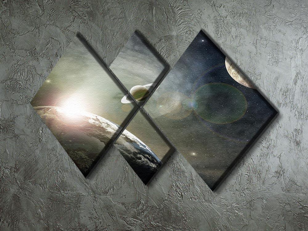 Saturn and Jupiter in a Cosmic Cloud 4 Square Multi Panel Canvas - Canvas Art Rocks - 2