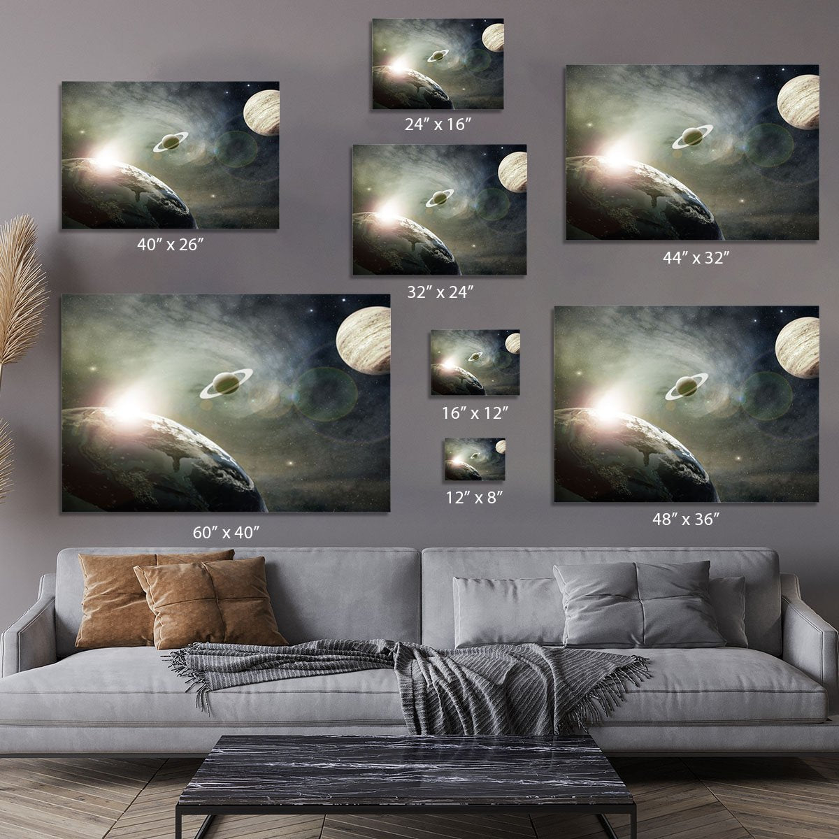 Saturn and Jupiter in a Cosmic Cloud Canvas Print or Poster