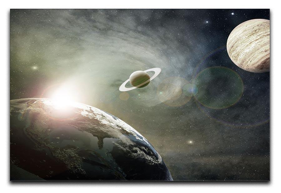 Saturn and Jupiter in a Cosmic Cloud Canvas Print or Poster  - Canvas Art Rocks - 1