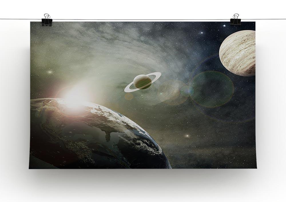 Saturn and Jupiter in a Cosmic Cloud Canvas Print or Poster - Canvas Art Rocks - 2