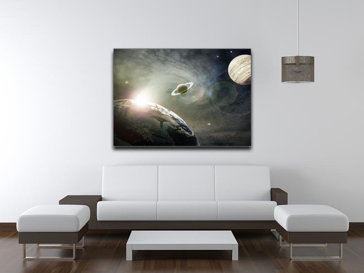 Saturn and Jupiter in a Cosmic Cloud Canvas Print or Poster - Canvas Art Rocks - 4