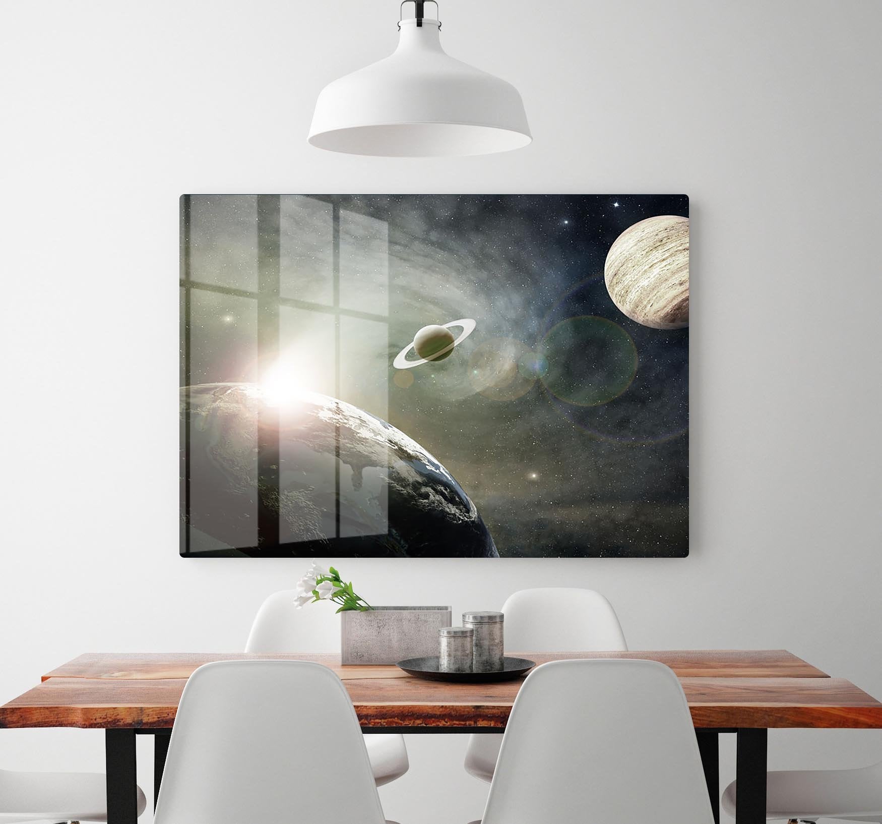 Saturn and Jupiter in a Cosmic Cloud HD Metal Print