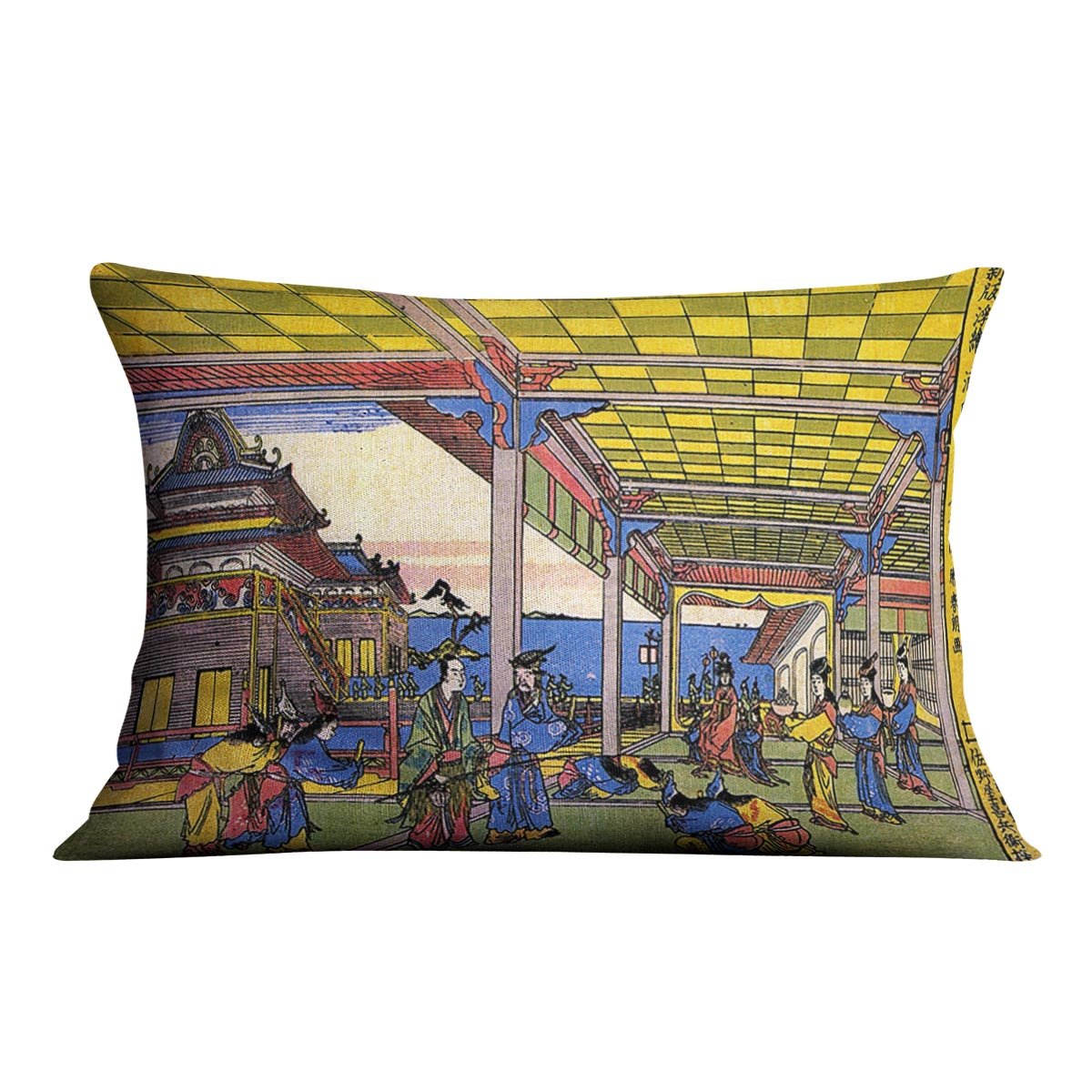 Scene in blue by Hokusai Throw Pillow