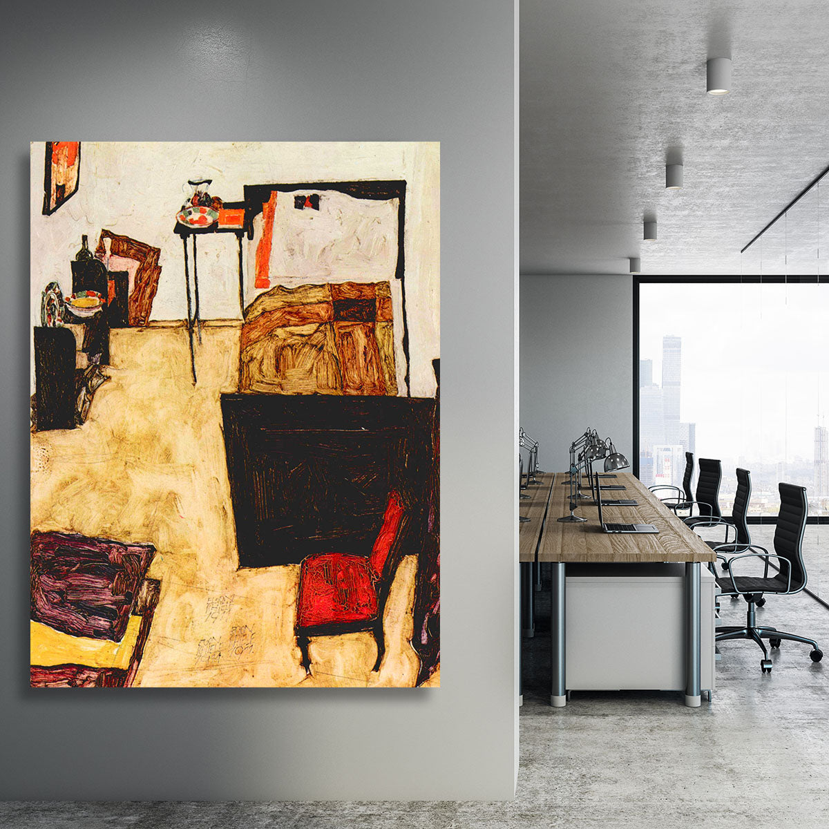Schiele's living room in Neulengbach by Egon Schiele Canvas Print or Poster - Canvas Art Rocks - 3