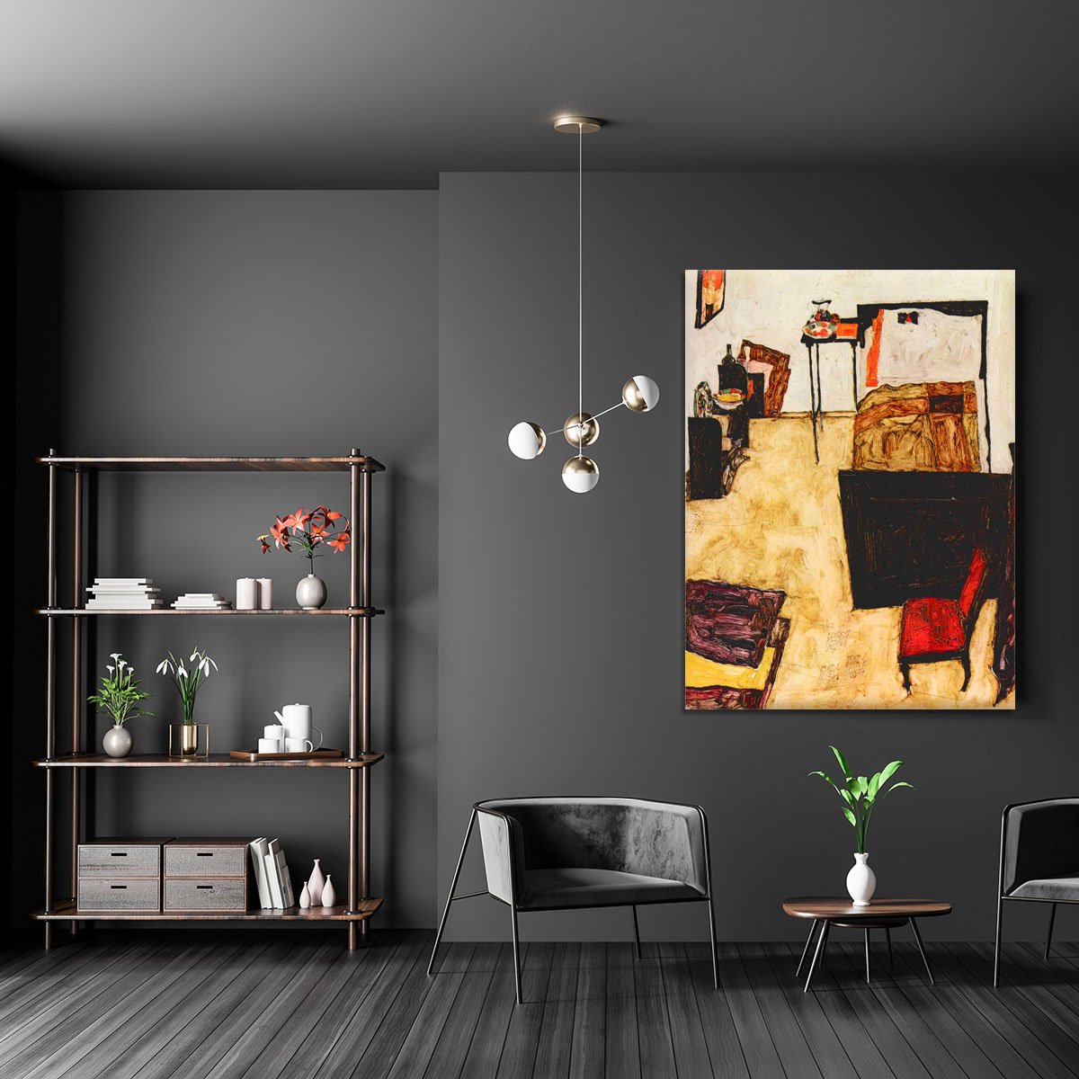 Schiele's living room in Neulengbach by Egon Schiele Canvas Print or Poster