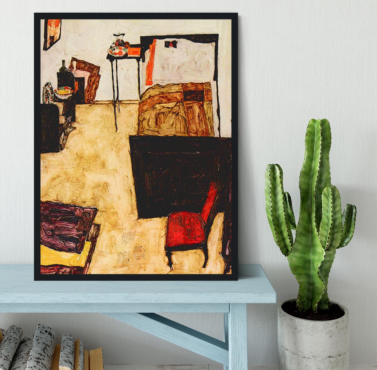 Schiele's living room in Neulengbach by Egon Schiele Framed Print - Canvas Art Rocks - 2