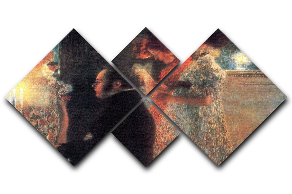 Schubert at the piano by Klimt 4 Square Multi Panel Canvas  - Canvas Art Rocks - 1