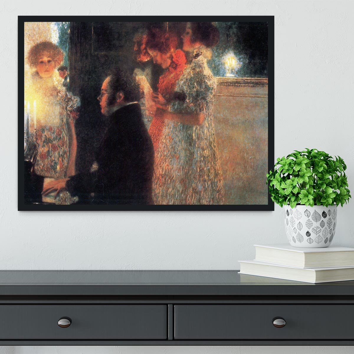 Schubert at the piano by Klimt Framed Print - Canvas Art Rocks - 2