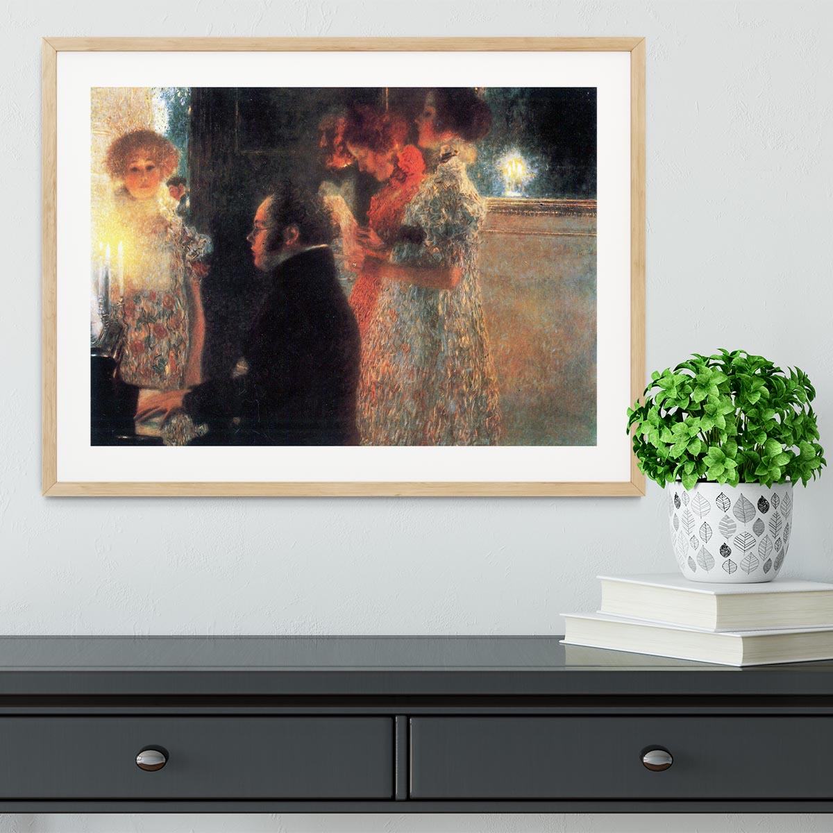 Schubert at the piano by Klimt Framed Print - Canvas Art Rocks - 3