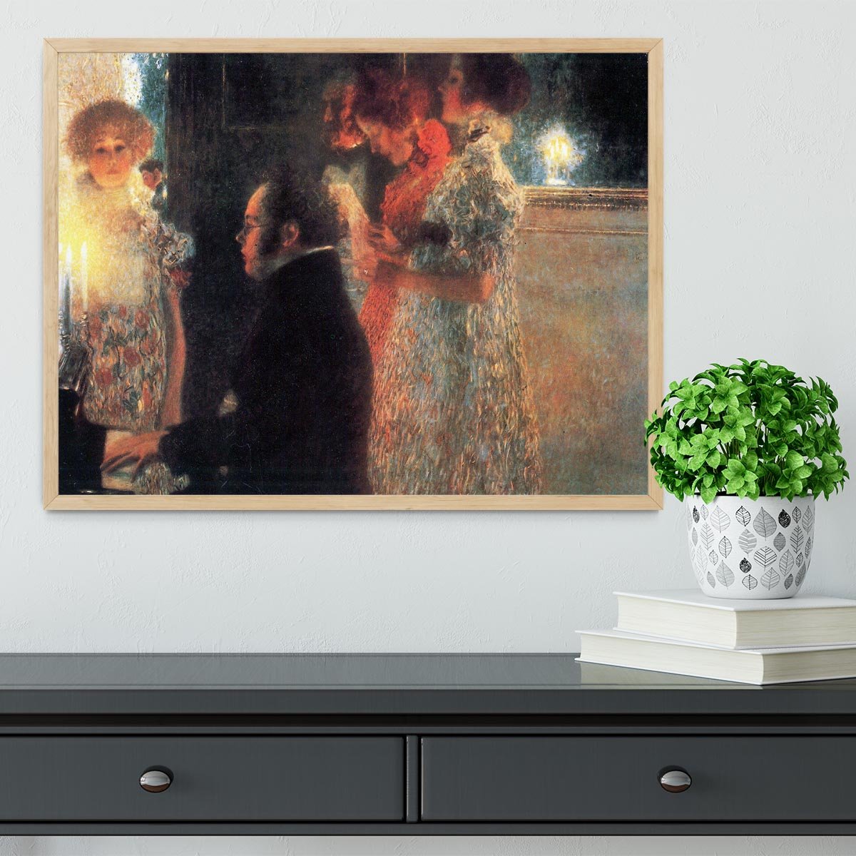 Schubert at the piano by Klimt Framed Print - Canvas Art Rocks - 4