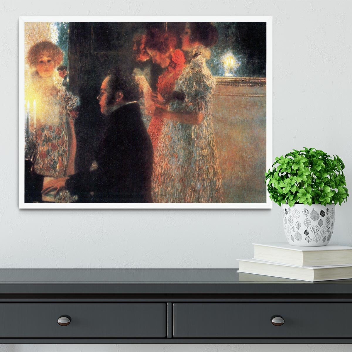 Schubert at the piano by Klimt Framed Print - Canvas Art Rocks -6