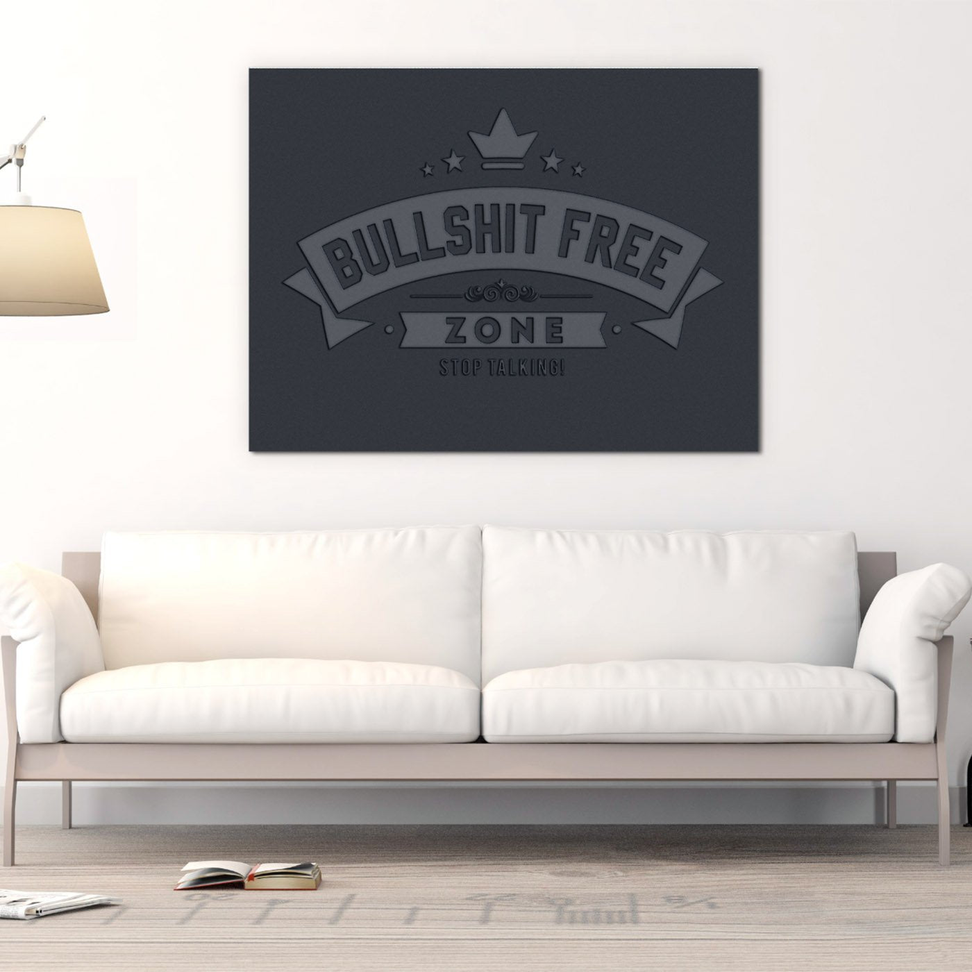 Bullshit Free Zone Black Canvas