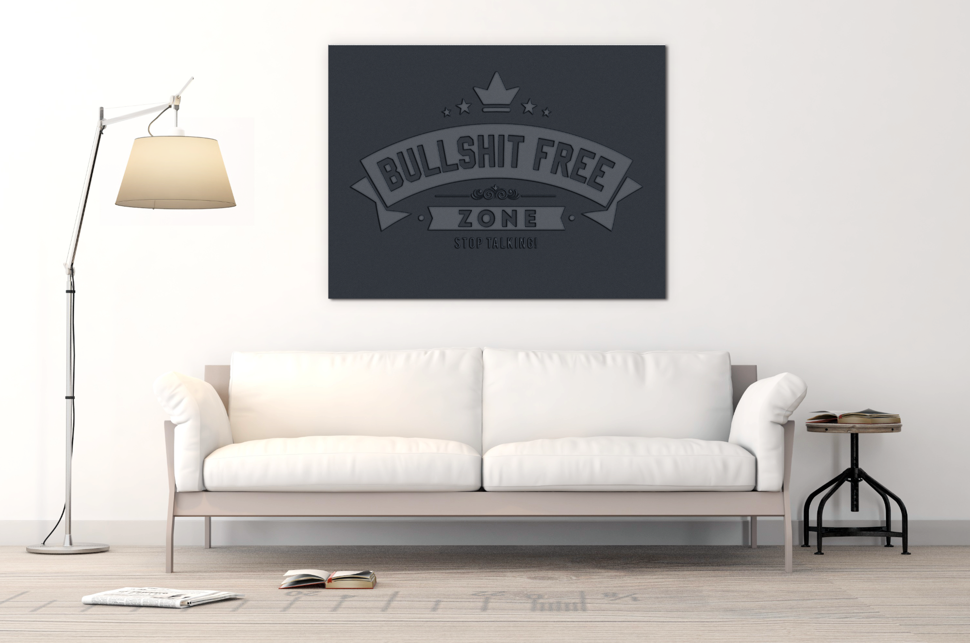 Bullshit Free Zone Black Canvas