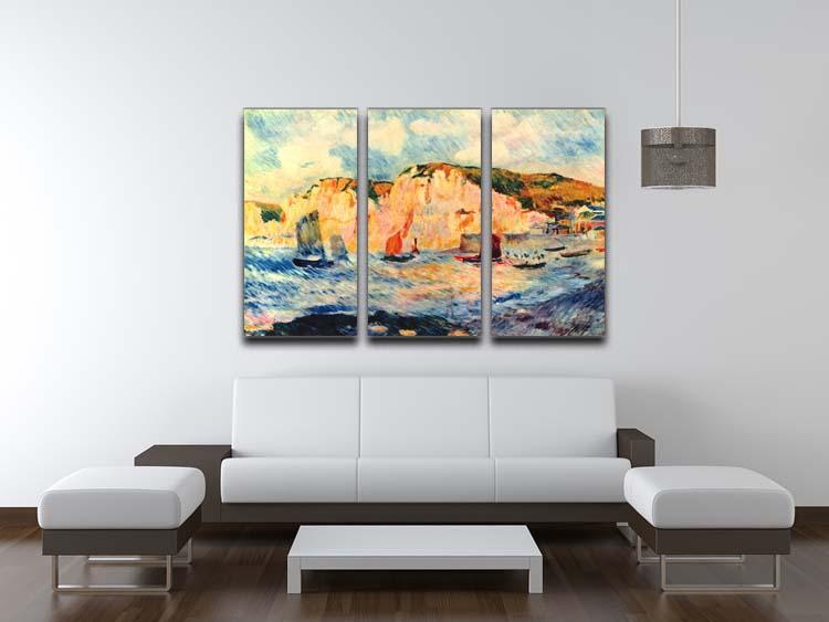 Sea and cliffs by Renoir 3 Split Panel Canvas Print - Canvas Art Rocks - 3