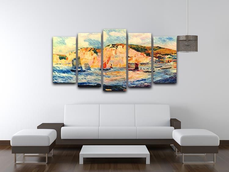 Sea and cliffs by Renoir 5 Split Panel Canvas - Canvas Art Rocks - 3
