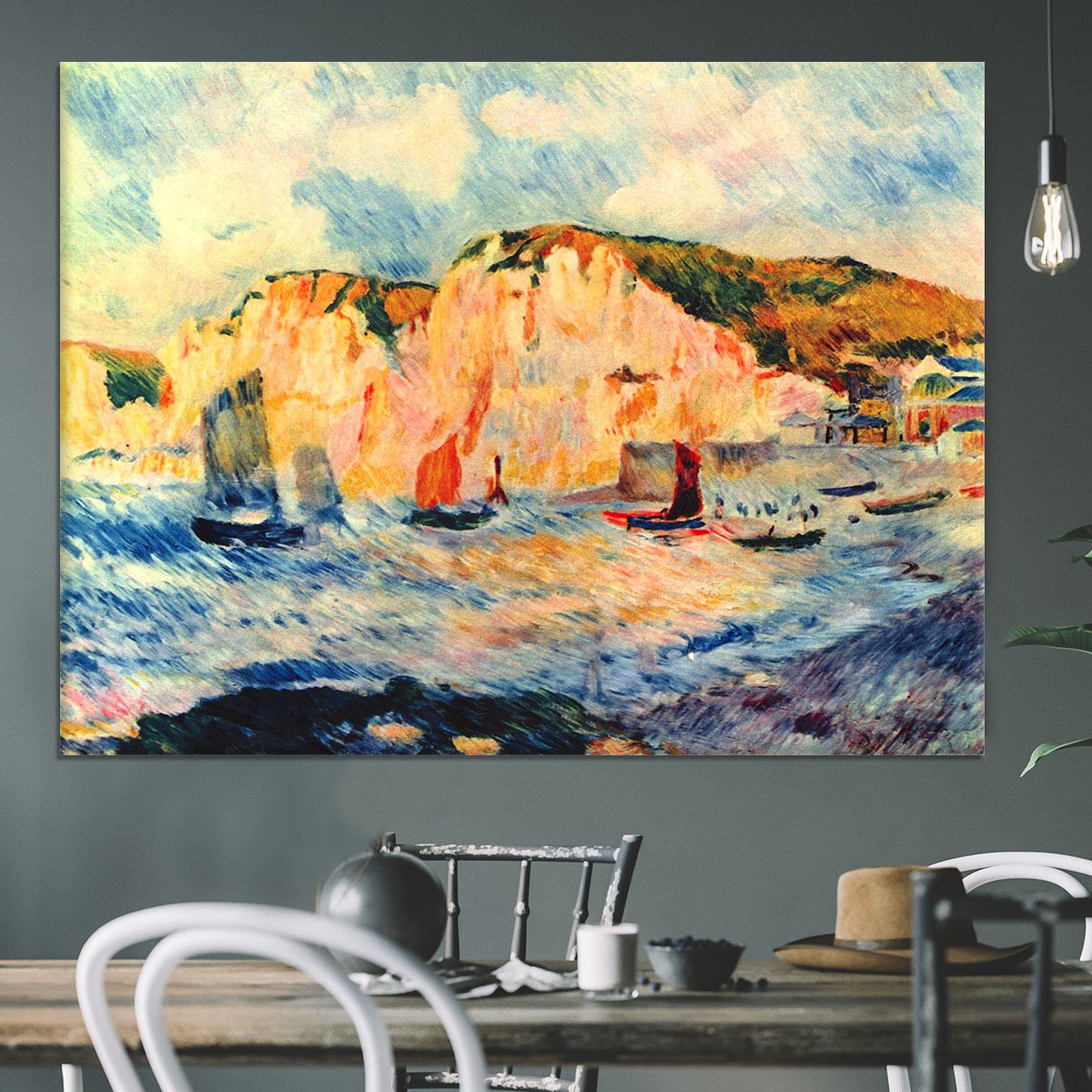 Sea and cliffs by Renoir Canvas Print or Poster