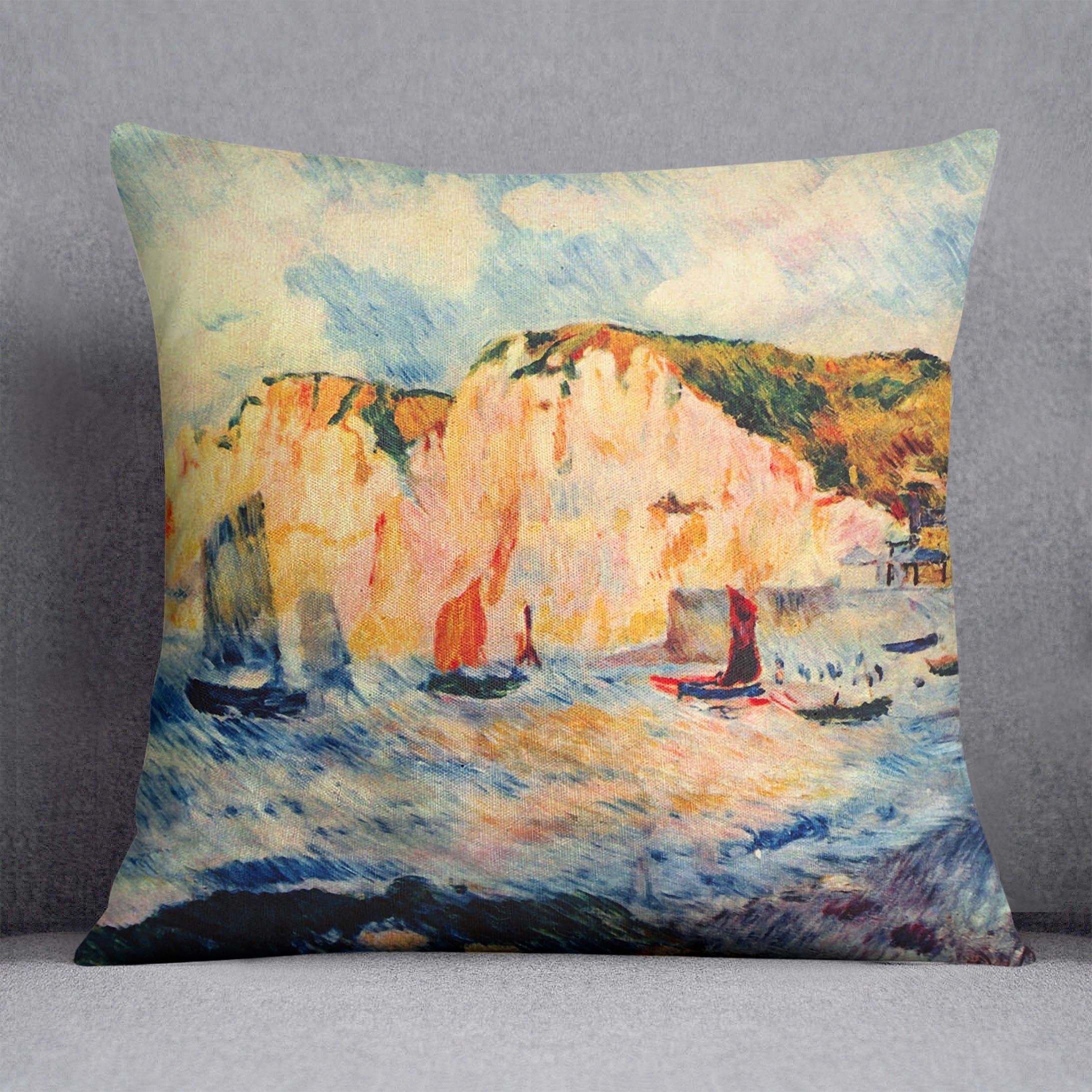 Sea and cliffs by Renoir Throw Pillow