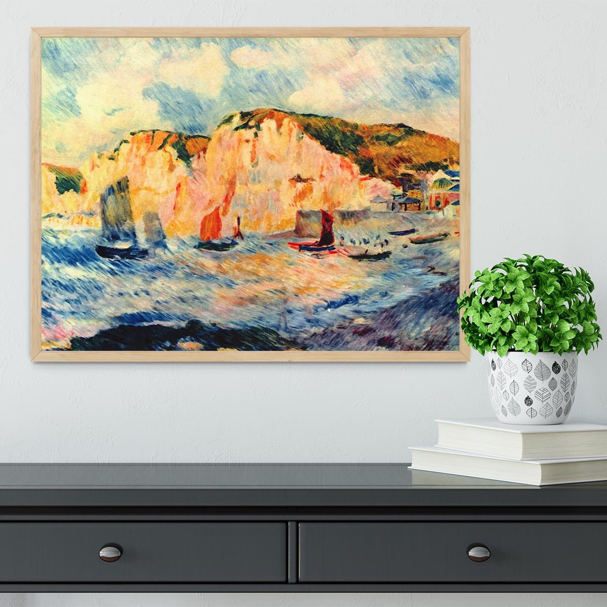 Sea and cliffs by Renoir Framed Print - Canvas Art Rocks - 4