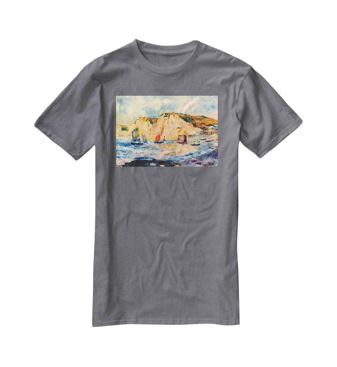 Sea and cliffs by Renoir T-Shirt - Canvas Art Rocks - 3
