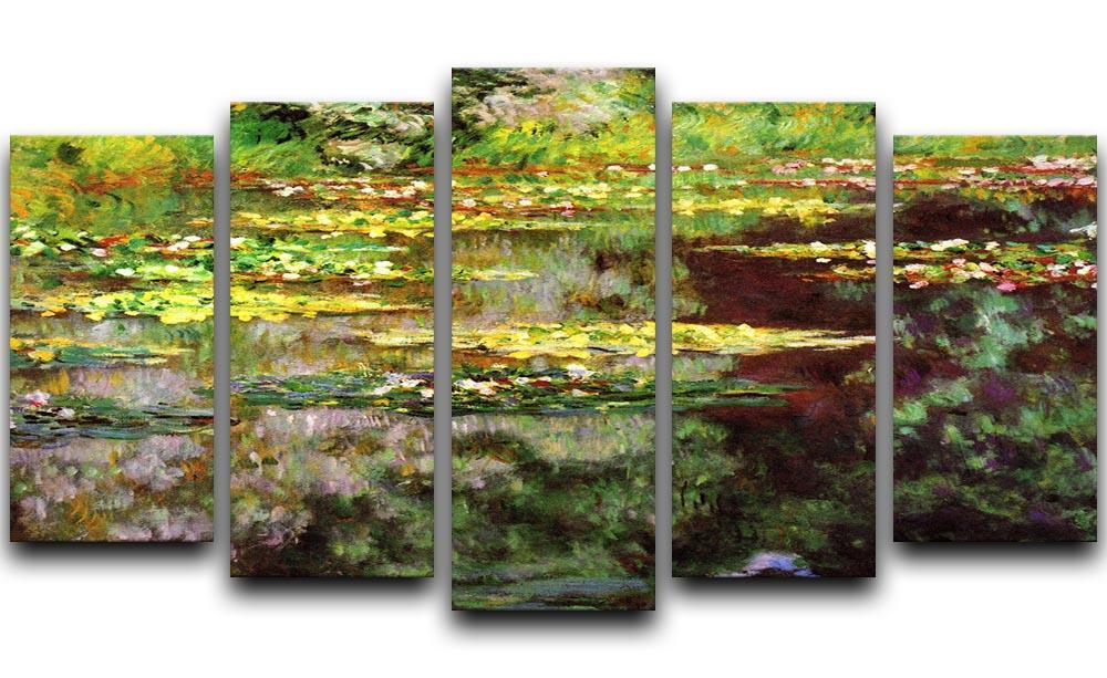 Sea rose pond by Monet 5 Split Panel Canvas  - Canvas Art Rocks - 1