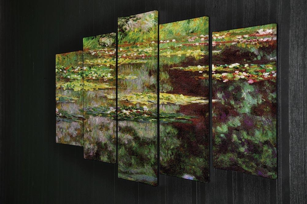 Sea rose pond by Monet 5 Split Panel Canvas - Canvas Art Rocks - 2