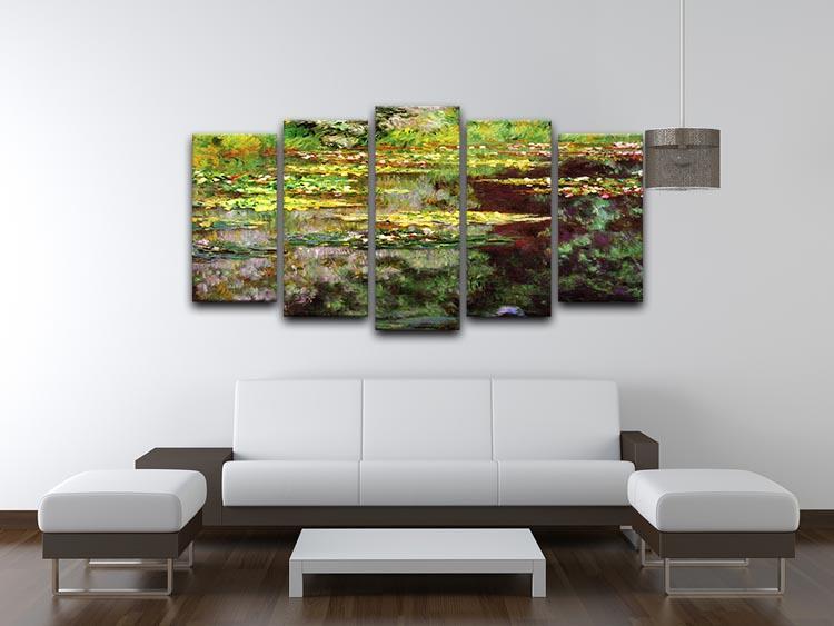 Sea rose pond by Monet 5 Split Panel Canvas - Canvas Art Rocks - 3
